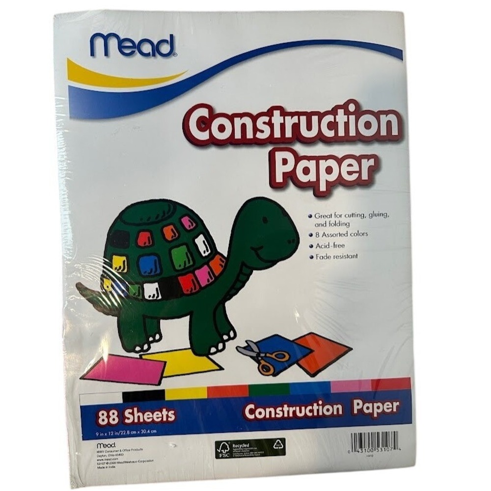 Mead Construction Paper 88 Sheets 9x12 8 Assorted Colors Acid Free 2009